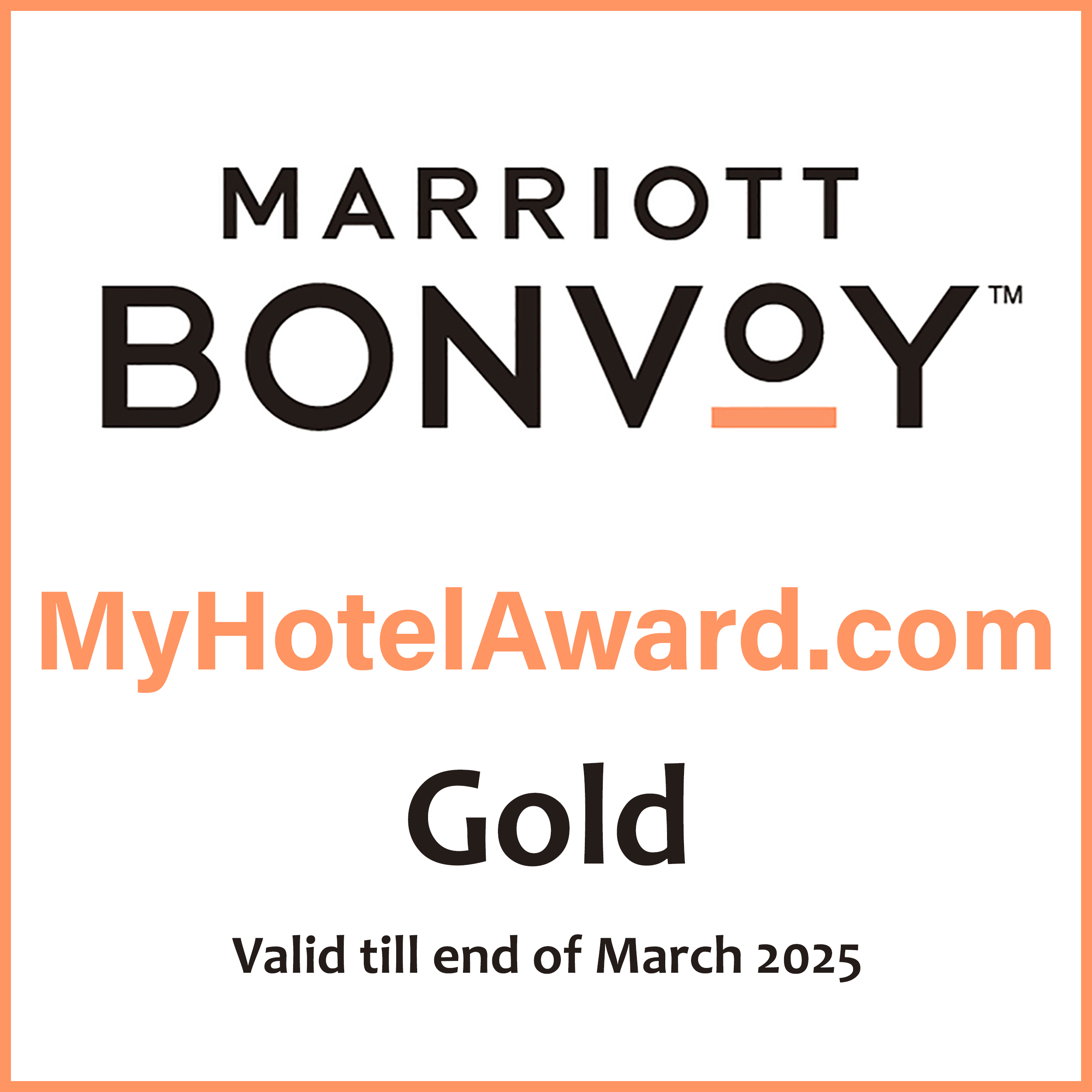 Marriott Gold Status (valid till Mar 31 2025) My Hotel Award